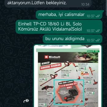Bauhaus Einhell Solo Ürün Hediyesi Göndermiyor