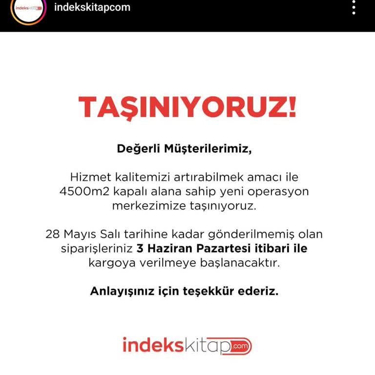 İndeks Kitap Evinin Geç Kargo Göndermesi?