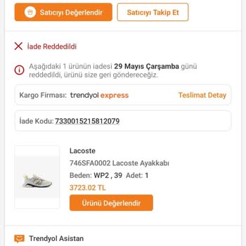 Recto Trendyol'dan Aldığım Ayakkabı İade Talebim Haksızca Reddedildi