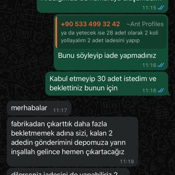 Ant Profiles Kargo Çıkartmıyor Geri Dönüş Yapılmıyor