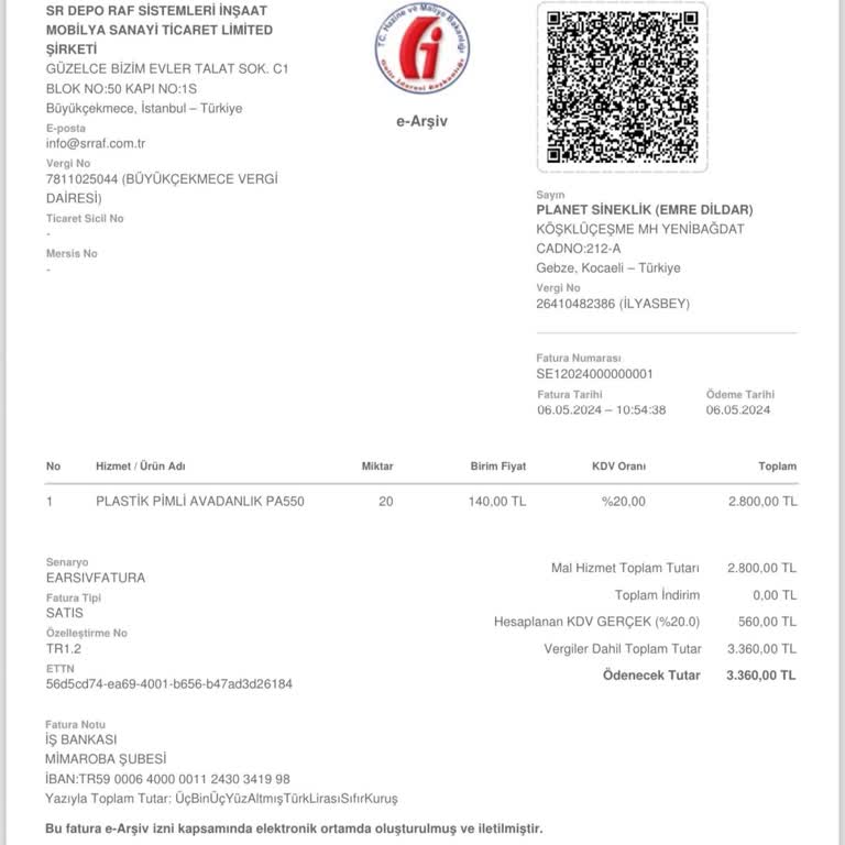 SR Depo Raf Sistemleri Fatura Kesildiği Halde Ürün Elimize Ulaşmadı