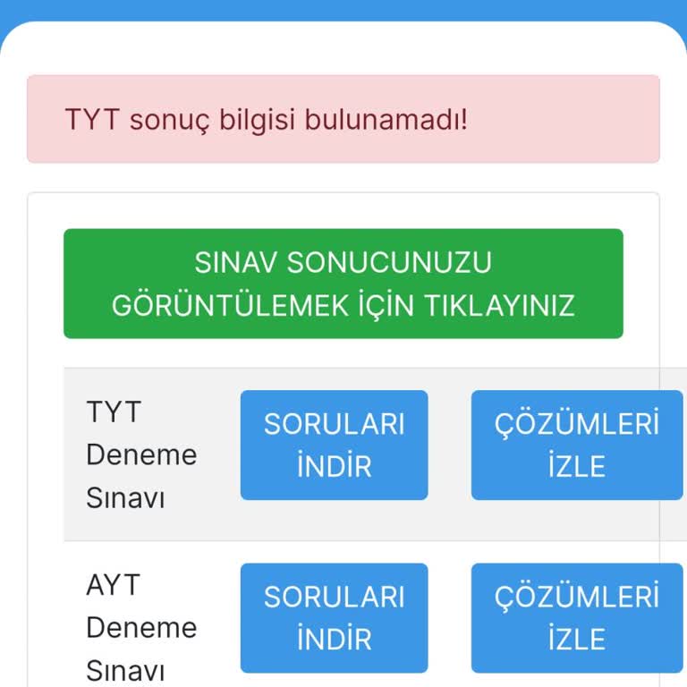 OGM Materyal MEB OGM Deneme Sonuç Hatası