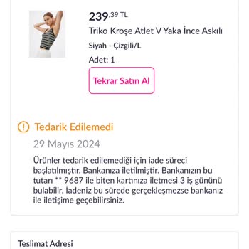 Pazarama Stokta Gözüken Ürün Tedarik Edilmiyor