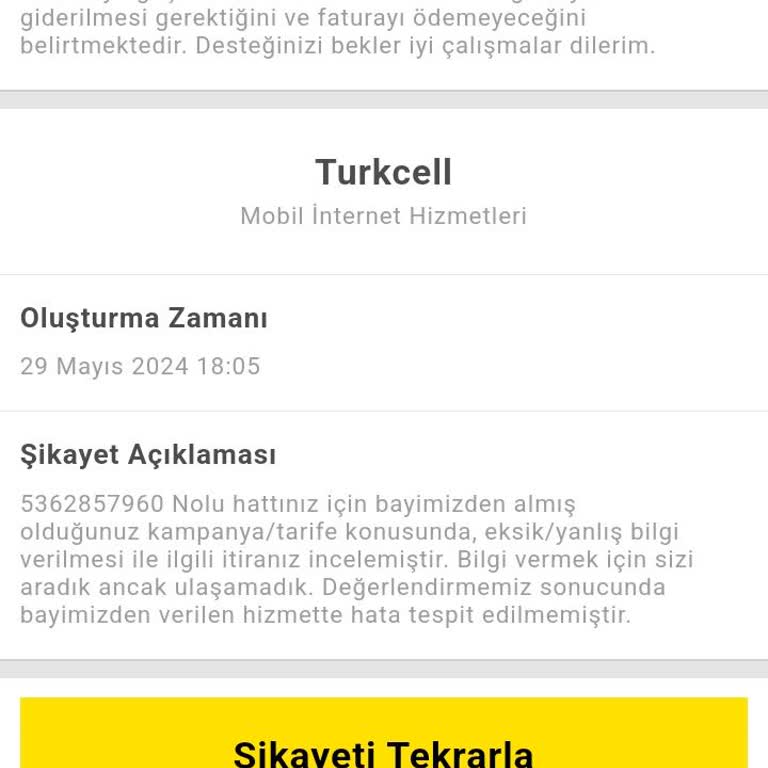 Turkcell Bilgim Dışı İşlem