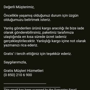 Gratis Yanlış Gönderime Para İadesi Yapmadı Doğru Ürün De Gelmedi