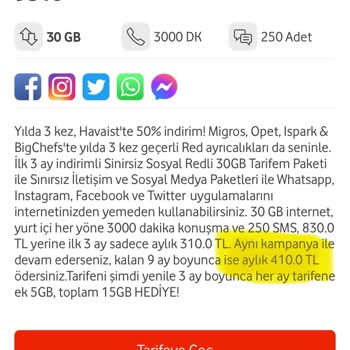 Vodafone Tarife Değişikliği Sorunu