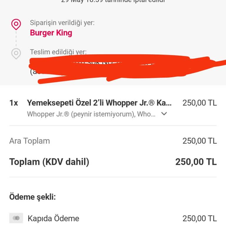 Yemek Sepeti Burger King Ödeme Alamadı Yemeği Geri Götürdü