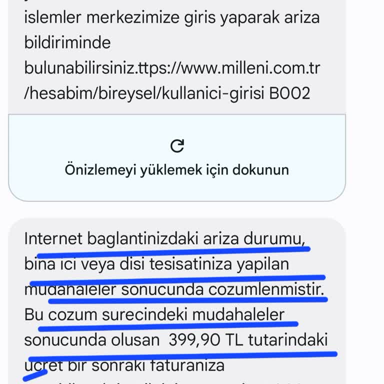 Millenicom Haksız Hizmet Bedeli Talebi