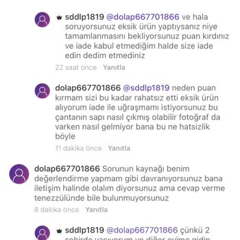 Dolap Uygulamasından Gelen Eksik Ürün