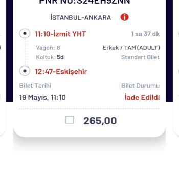 TCDD İade Edilmiş Bilet İadesi Gerçekleşmedi