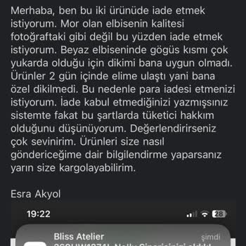 Blissatelier Ürün İadesi Para Ödemesi Yapmıyor!