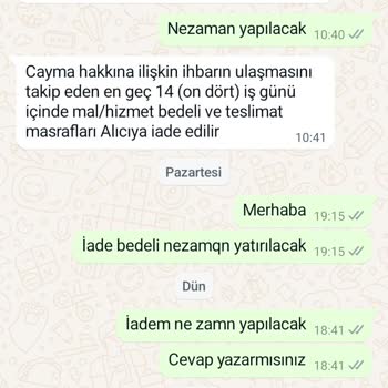 İdil Mulhan Butik Şikayetçiyim. İade Bedelimi 3 Haftadır Göndermediler