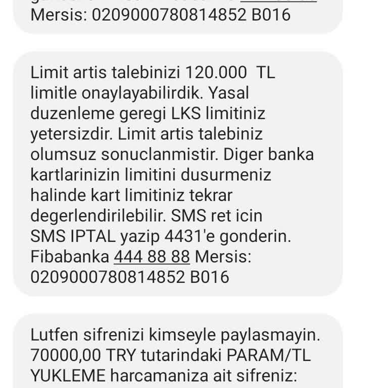 Fibabanka'da Bilgim Dışında Yapılan Limit Artışı Ve Çekim İşlemi
