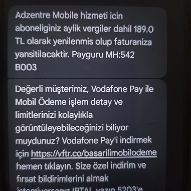 Vodafone Abonelik Ücret İadesi Talep Ediyorum