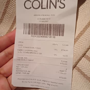 Colin's Aksesuarları İade Almıyor Memnun Değilim