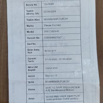 Wesse Saat Kordon Değişimi Talebi