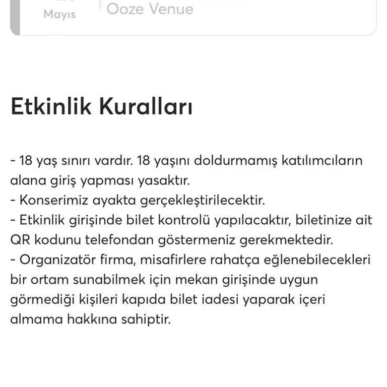 Biletix Konser Saatinin Yanlış Belirtilmesi