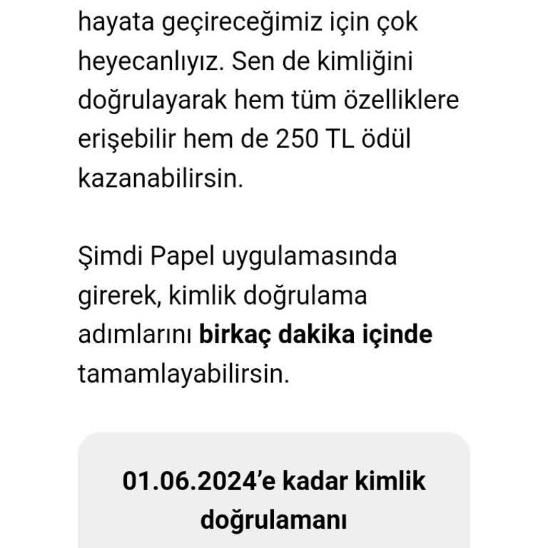 Papel 250 TL Gelmedi