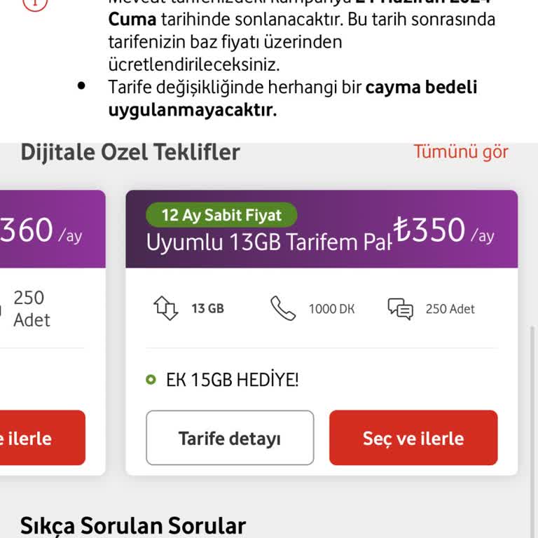 Vodafone Taahhütsüz Tarife Ücreti Ve Yüksek Fiyatlar