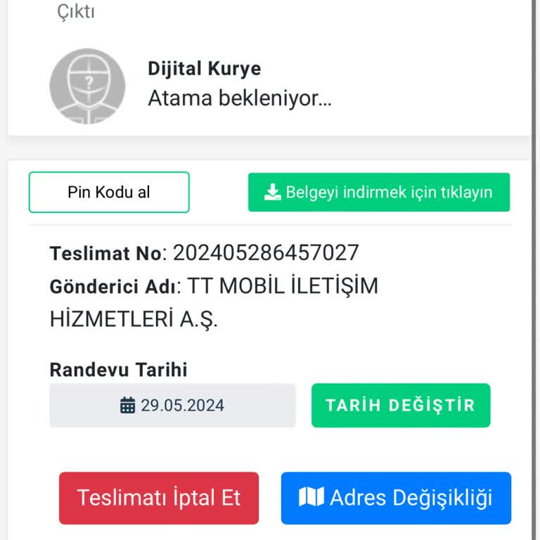 Dijital Kurye Sim Kart Teslimi Problemi