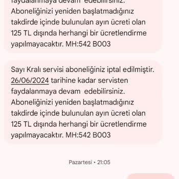 Vodafone Haksız Yere Aldığı 125 TRY Ücret İadesi Talep Ediyorum.