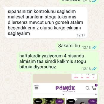 Butik Ponçik 2 Aydır Siparişlerim Gelmiyor Paramıda İade Etmiyorlar!