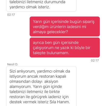 Yemeksepeti Sipariş İade Problemi