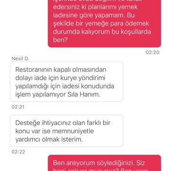 Yemeksepeti Sipariş İade Problemi