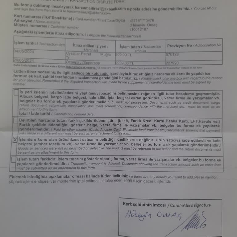 Akbank Ve Ozanpay Dan Şikayetçiyim
