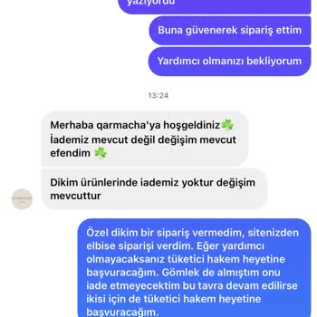 Qarmacha İade Kabul Etmeme