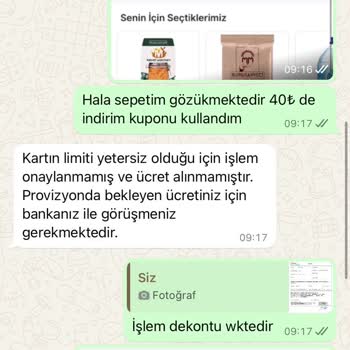 Migros Hemen Hesabımdan Ödemeyi Çekti Fakat Sipariş Kaydı Oluşturmadı.