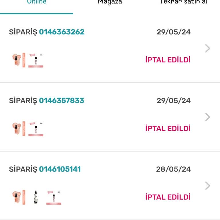 Watsons Siparişim İptal Edildi