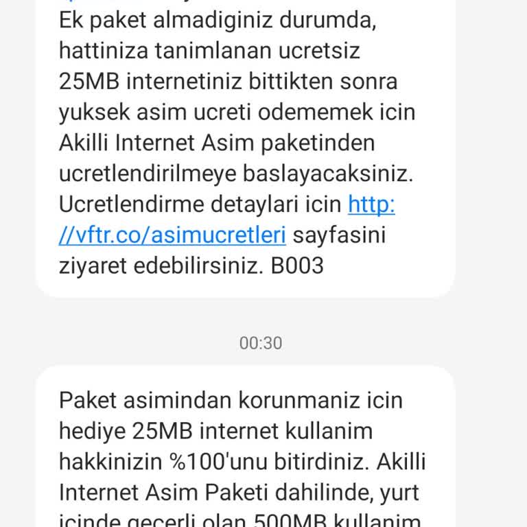Vodafone Aşım Ücreti Hakkında
