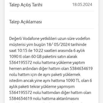 Vodafone Yetkilileri Sorunumu Çözemedi