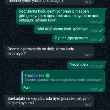 Hepsiburada Doğrulama Kodu Gelmiyor