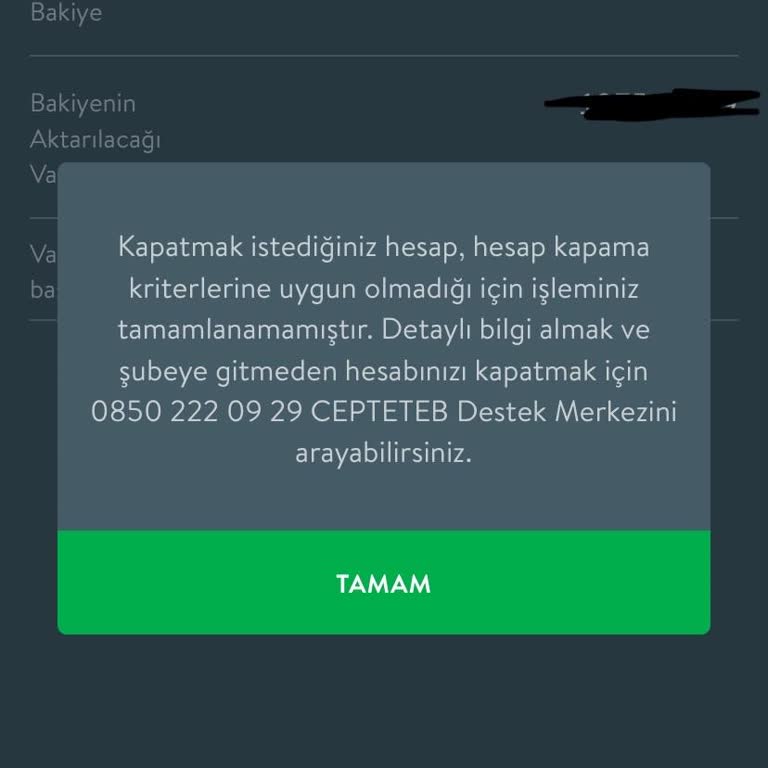 CepteTeb Hesap Kapatmıyor
