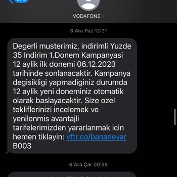Vodafone Onayım Dışında Faturalı Tarifemi Değiştirdi
