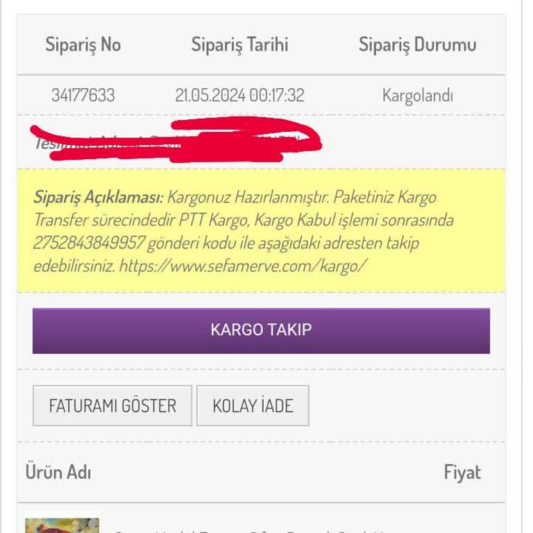 Sefamerve Ürünüm Hala Elime Ulaşmadı