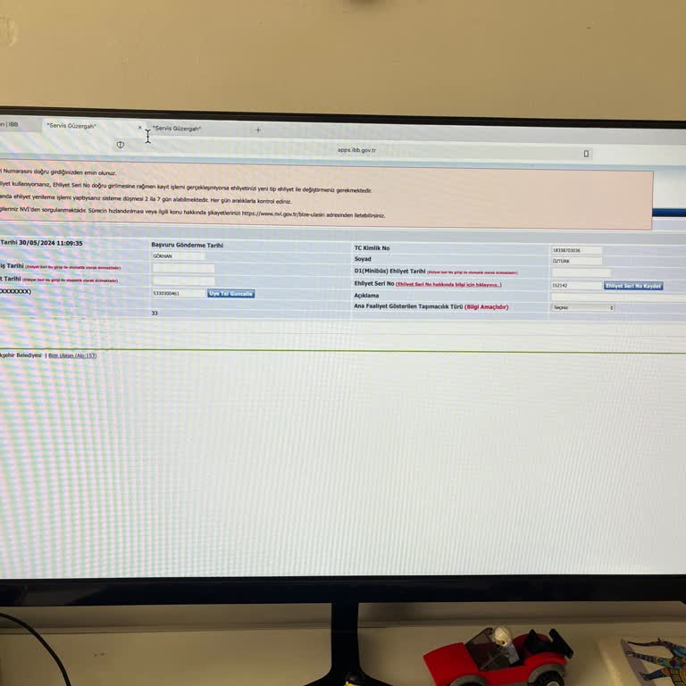 TUHİM İBB Şoför Kart Başvuru Ekranı