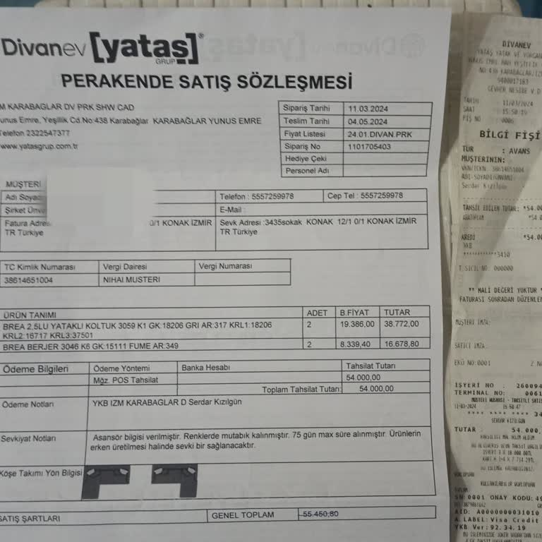 Divanev Karabağlar Faturaya Bilinçli Yanlış Yazılarak Yollanan Ürün!
