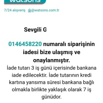 Watsons Siparişimi İptal Etti