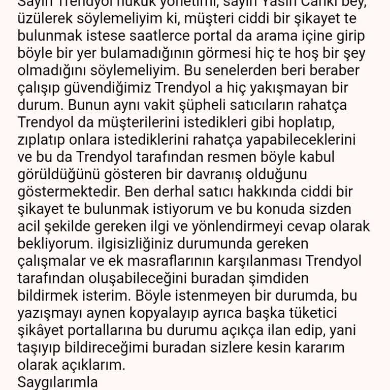 Trendyol Portalı Üyelerine Herhangi Bir Şikayet Portalı Sunmamış