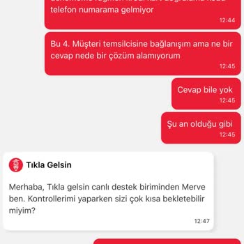 Tıkla Gelsin Müşteri Hizmetleri Şikayeti
