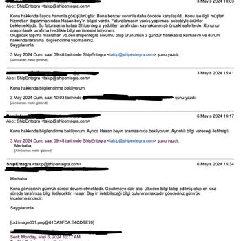 Müşterisini Düşünmeyen Ve Oyalayan Kurum Shipentegra Pişmanlıktır.