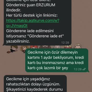 AGT Kurye (aynigunteslim.com) 1 Aydır Yapılamayan Teslim