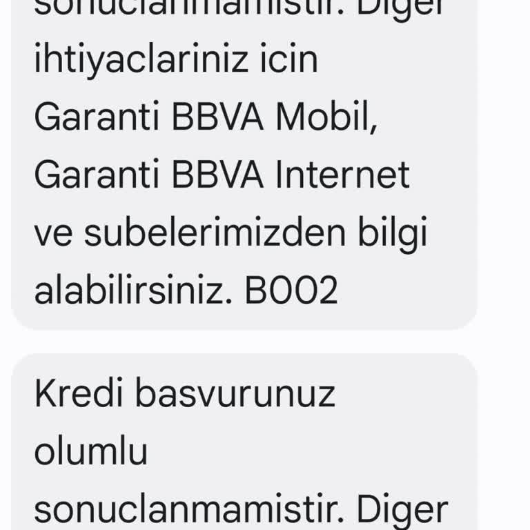 Garanti BBVA Kredi Olumsuz Yanıtları