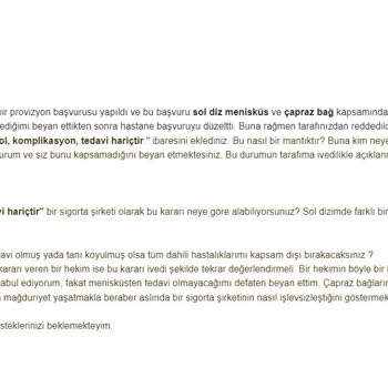 Allianz Sağlık Sigortası İşlevsizliği/Yetersizliği