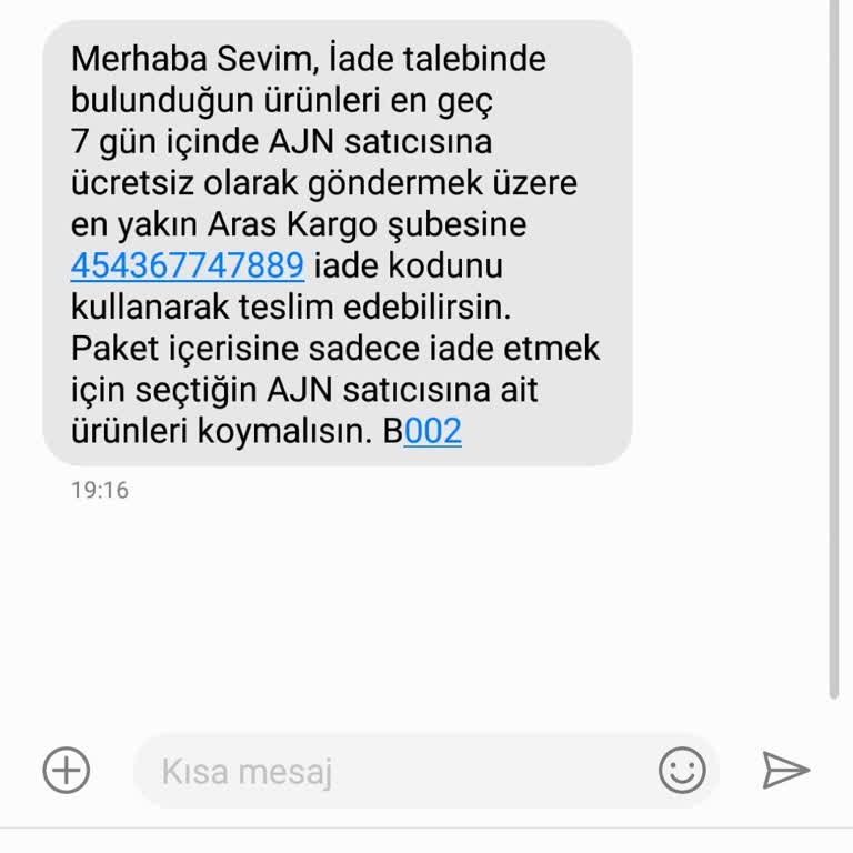 Beyşehir Aras Kargo İademi İşleme Almamış