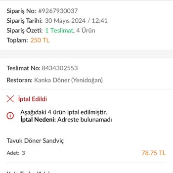 Trendyol Yemek Trendyol GO Teslim Edilmeyen Siparişimin Parasını İade Etmiyor