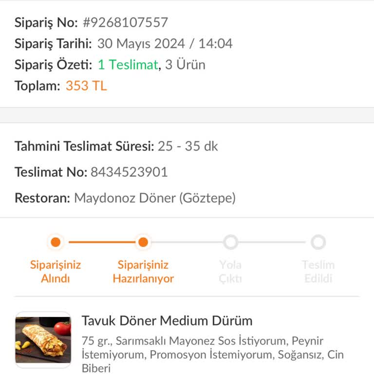 Trendyol Yemek 2 Saat Sipariş